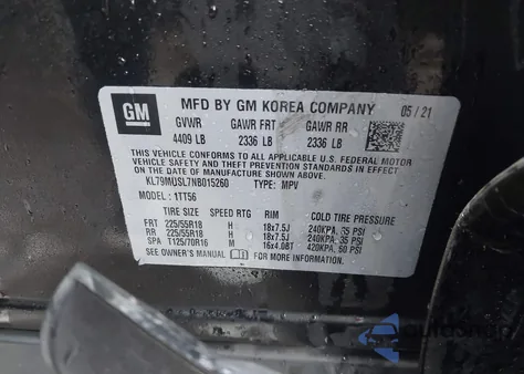 2022 Chevrolet Trailblazer Awd Rs from USA, damaged, VIN KL79MUSL7NB015260